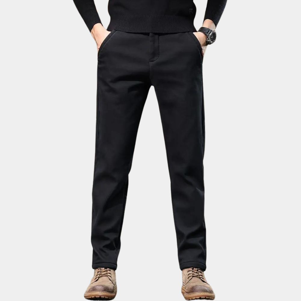 Men's Slim Fit Semi-Formal Trousers in a dynamic pose, showcasing the flattering fit. Great for office & casual.