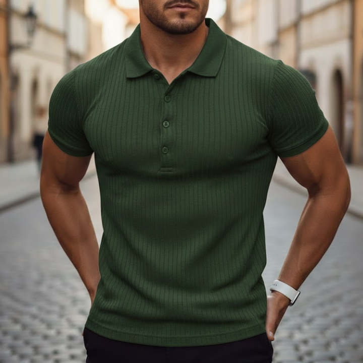 Comfortable men's short sleeve polo, slim fit, great for summer everyday wear & active lifestyle.