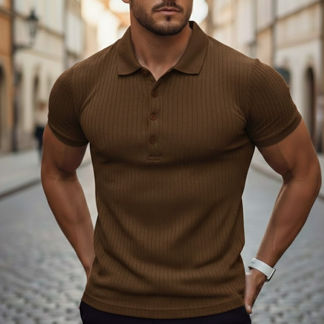 Lightweight men's slim fit short sleeve polo, perfect summer shirt for everyday comfort and active fashion.