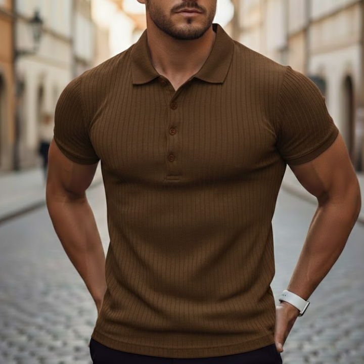 Lightweight men's slim fit short sleeve polo, perfect summer shirt for everyday comfort and active fashion.