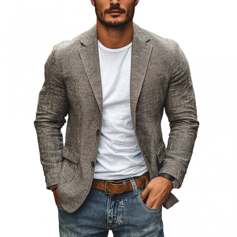 Men's slim fit single-breasted blazer, perfect for modern casual or formal events.