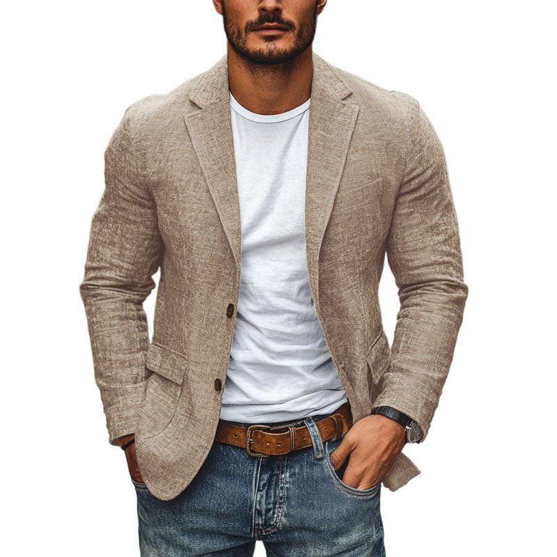 Stylish men's versatile slim fit blazer with notch lapel, ideal for smart casual fashion.