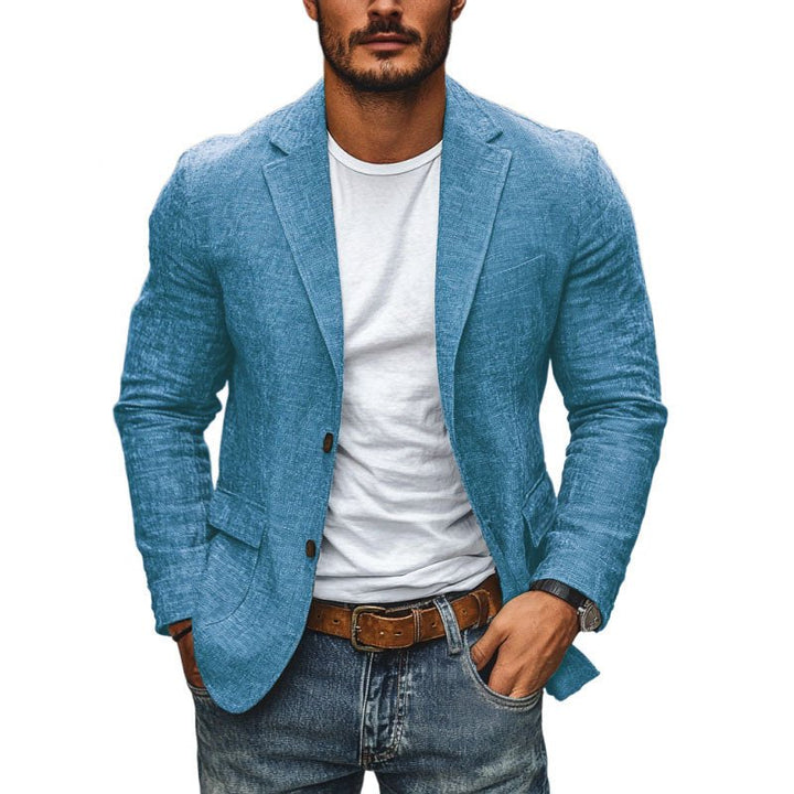 Lightweight men's summer blazer, slim fit single-breasted, great for casual or event wear.