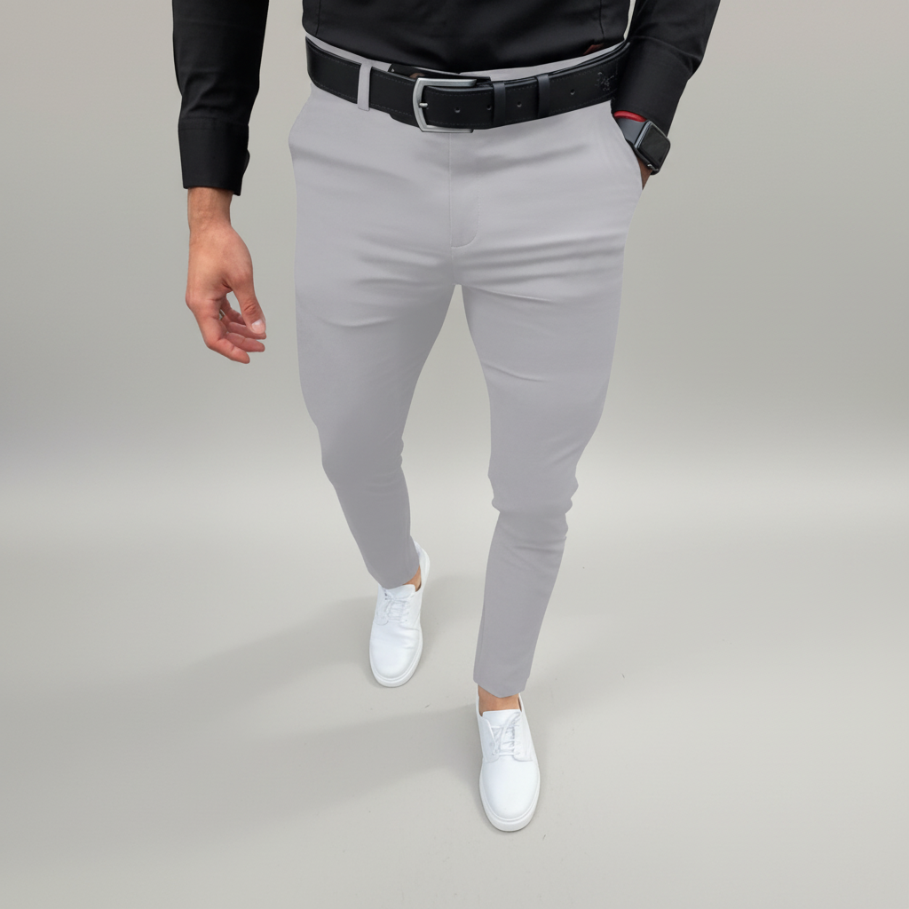 Men's fashion: Pascal slim fit stretch trousers in a timeless beige color for various occasions.