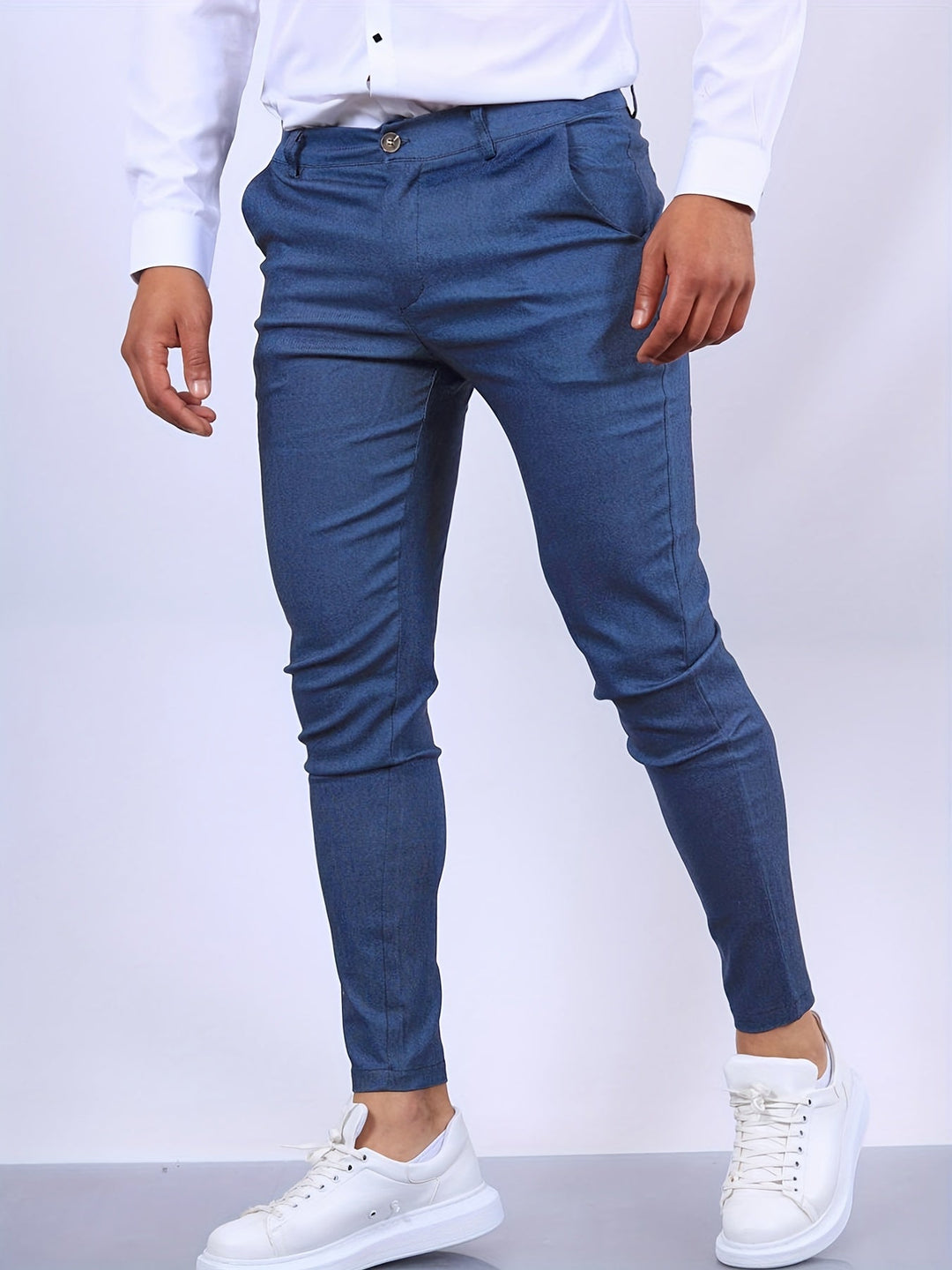 Men's slim fit stretch chino trousers for a modern casual or smart look.