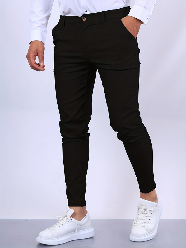 Casual men's slim fit stretch chino pants, comfortable and versatile for any occasion.