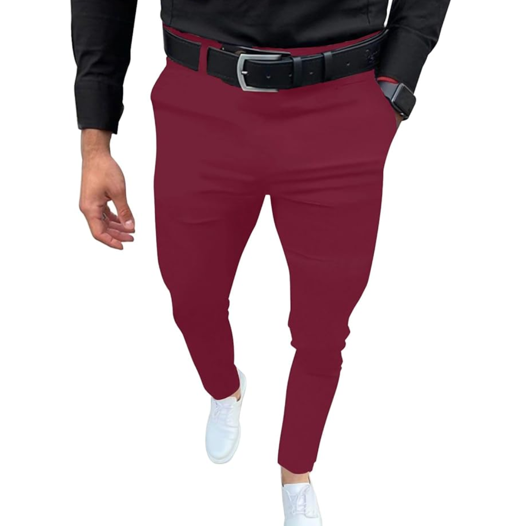 Men's Slim Fit Stretch Dress Trousers in navy, perfect for business casual