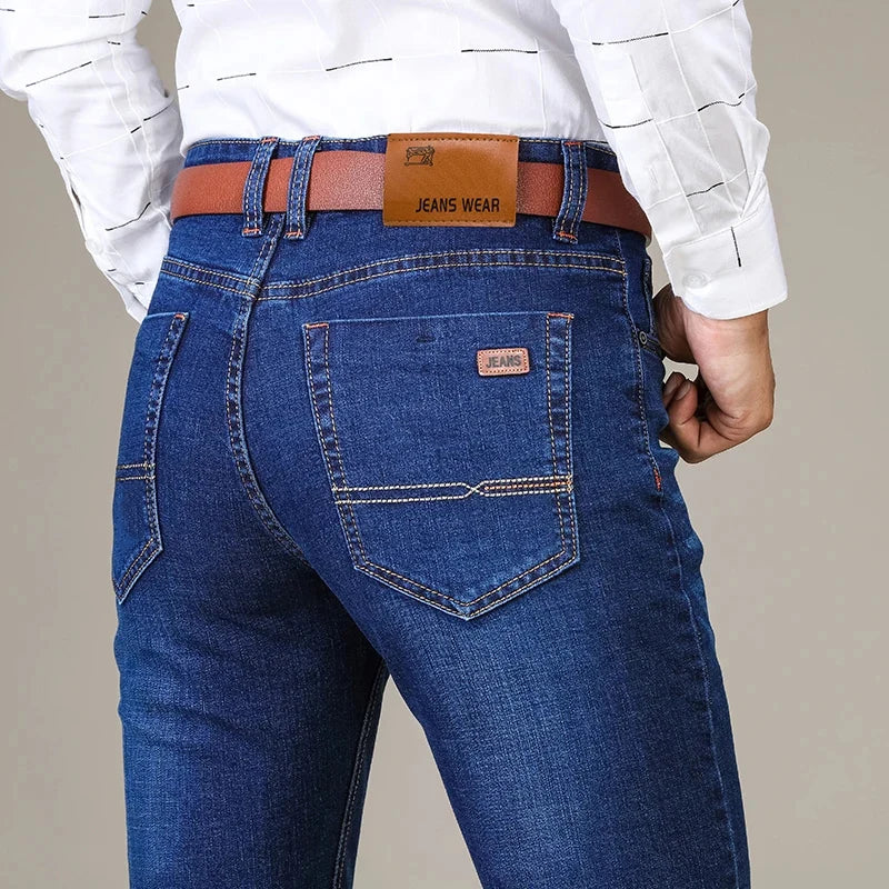 Men's slim fit stretch jeans, ideal for comfortable everyday wear.