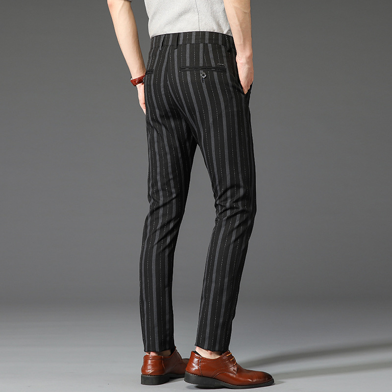Stylish men's pinstripe slim fit dress pants, perfect for office or formal events.