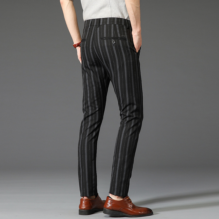 Stylish men's pinstripe slim fit dress pants, perfect for office or formal events.