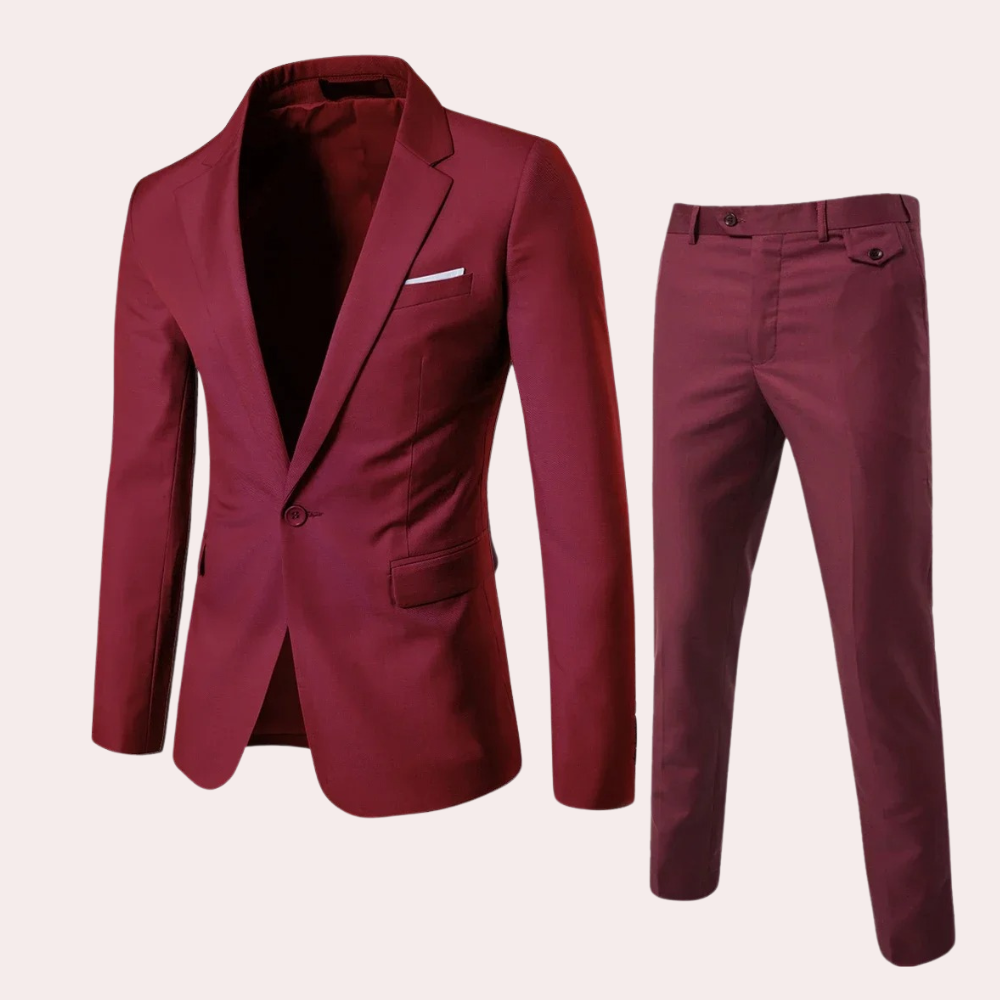 Men's slim fit suit set, a sophisticated blazer & trousers for formal occasions, weddings, and business attire.
