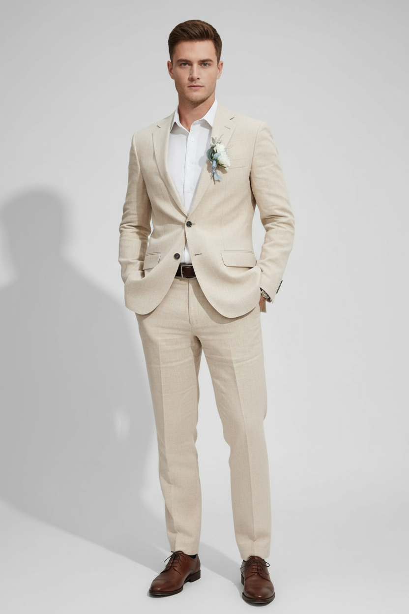 Men's slim fit suit set for weddings & formal events. Tailored two-piece suit for a sharp, elegant look.