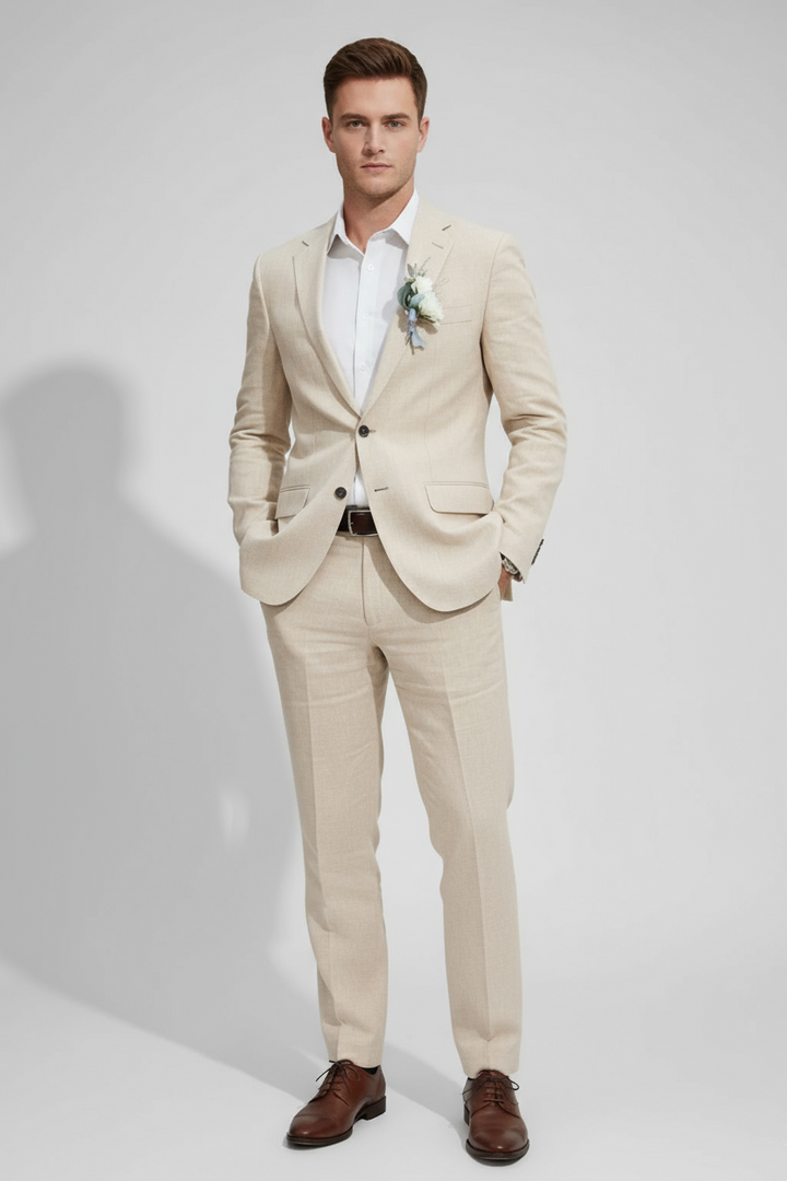 Men's slim fit suit set for weddings & formal events. Tailored two-piece suit for a sharp, elegant look.