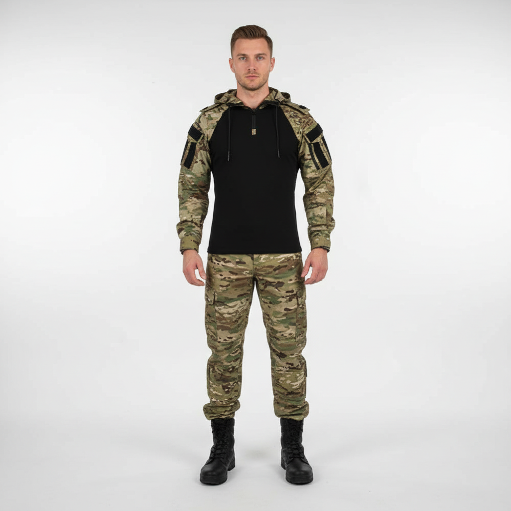 Daniel tactical pullover for men, a polycotton slim-fit hoodie designed for comfort.