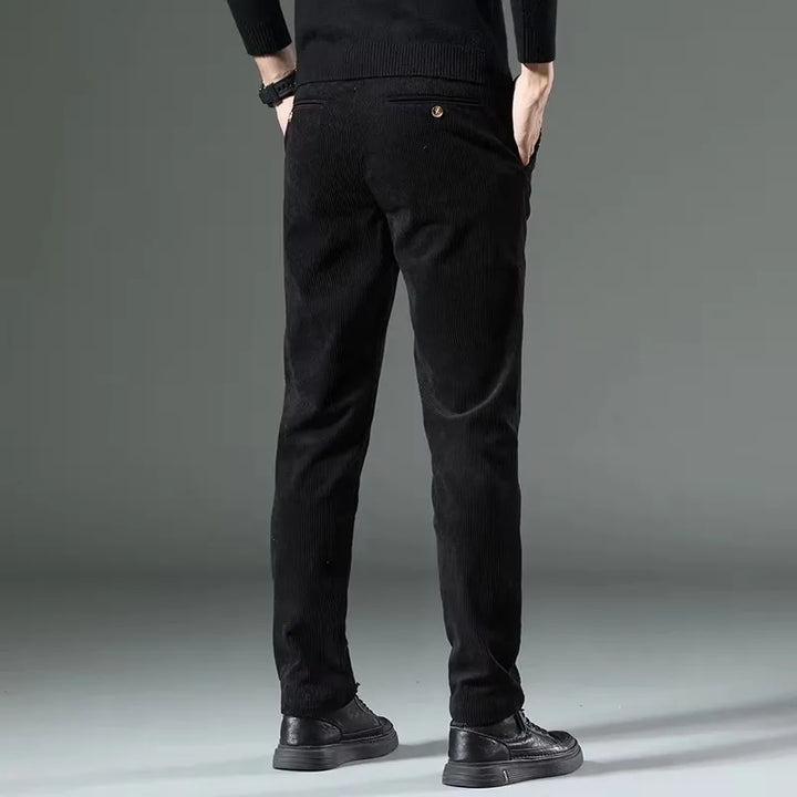 Beige men's slim fit tailored pants, modern style & comfort, ideal for versatile fashion.