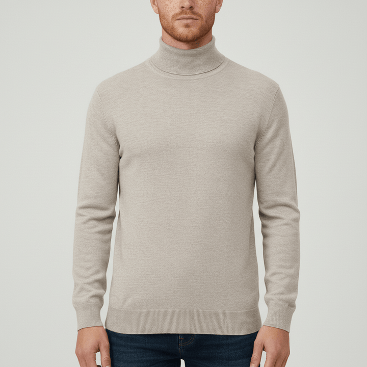 Warm & comfortable men's slim-fit turtleneck sweater, essential for chilly fall and winter days.