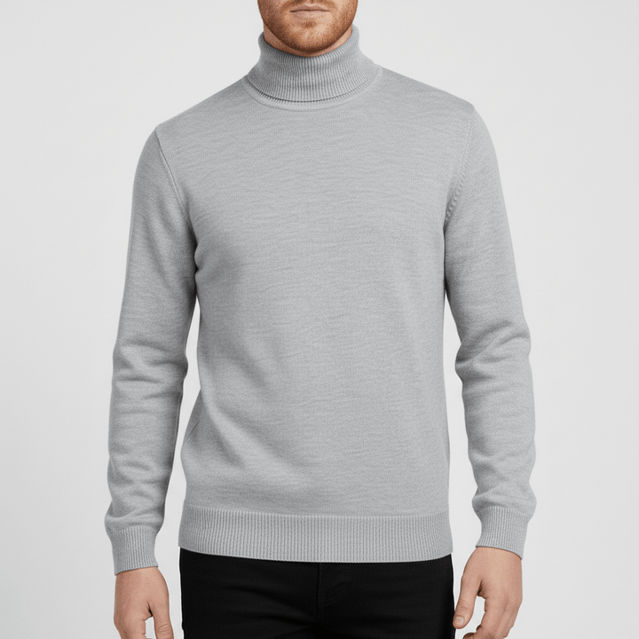 Professional men's slim-fit turtleneck sweater, ideal for office attire & business casual wear.