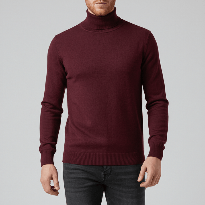 Casual men's slim-fit long-sleeve turtleneck sweater, perfect for weekend outfits & comfort.