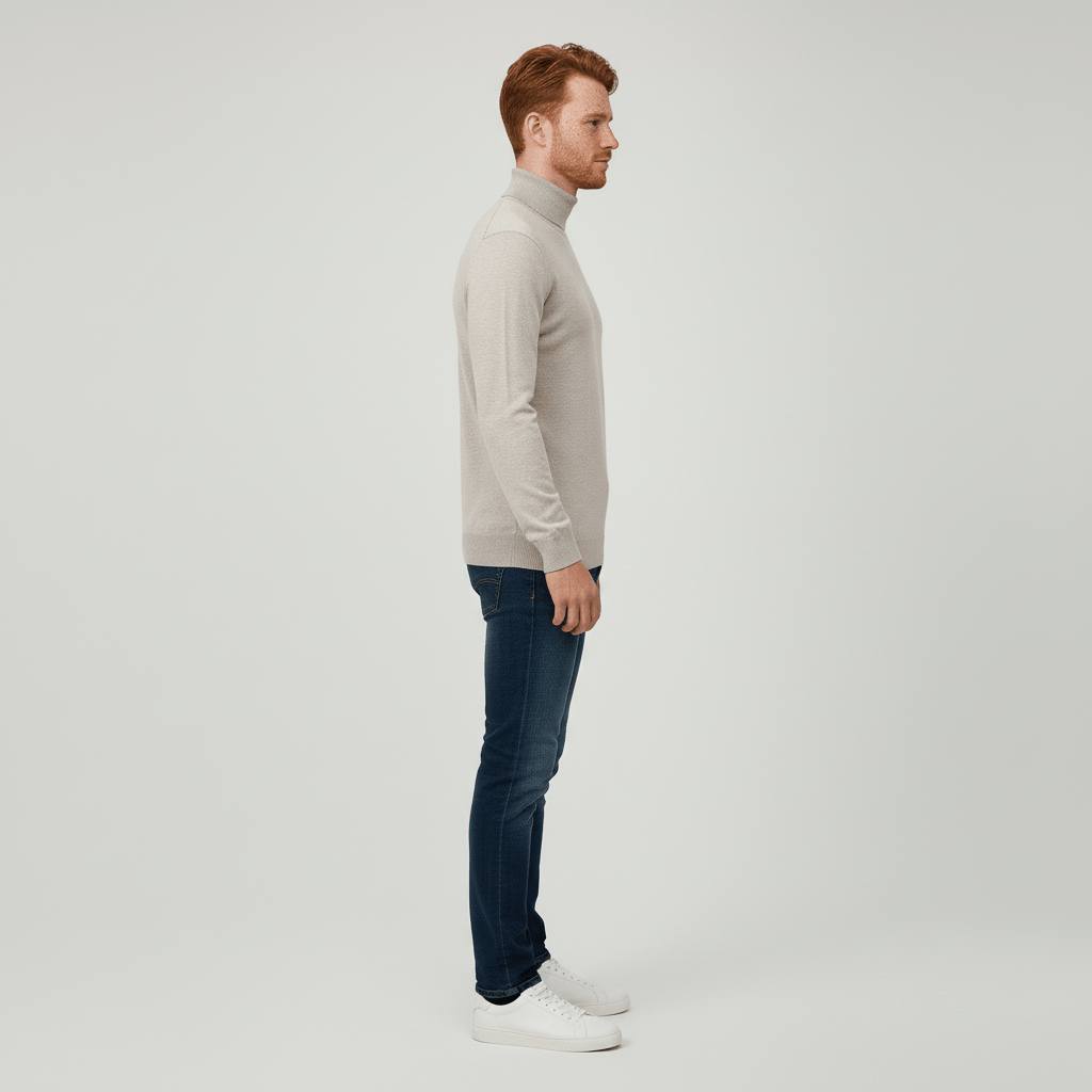 Versatile men's turtleneck sweater, perfect for office wear, casual looks & layering.