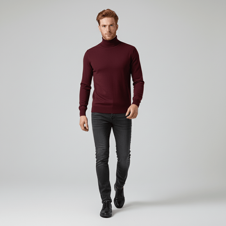 Elegant men's slim-fit turtleneck sweater, enhancing your office wear & smart casual style.