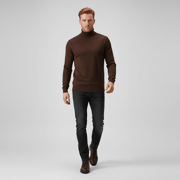 Toby men's slim-fit turtleneck sweater, a stylish choice for layering & modern men's fashion.