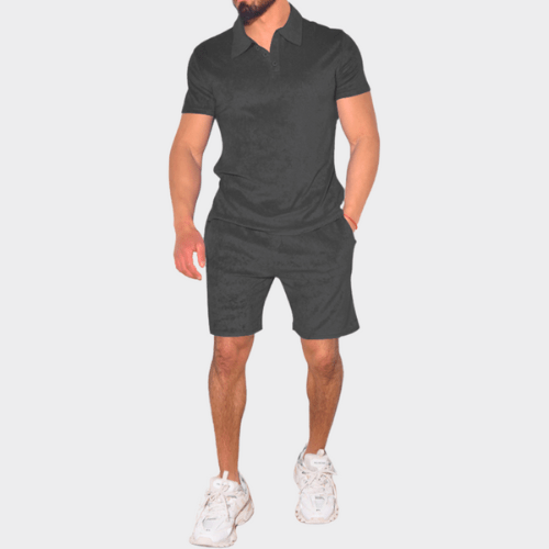 Casual men's fashion: Rafael two-piece summer outfit set, short-sleeve top & matching shorts