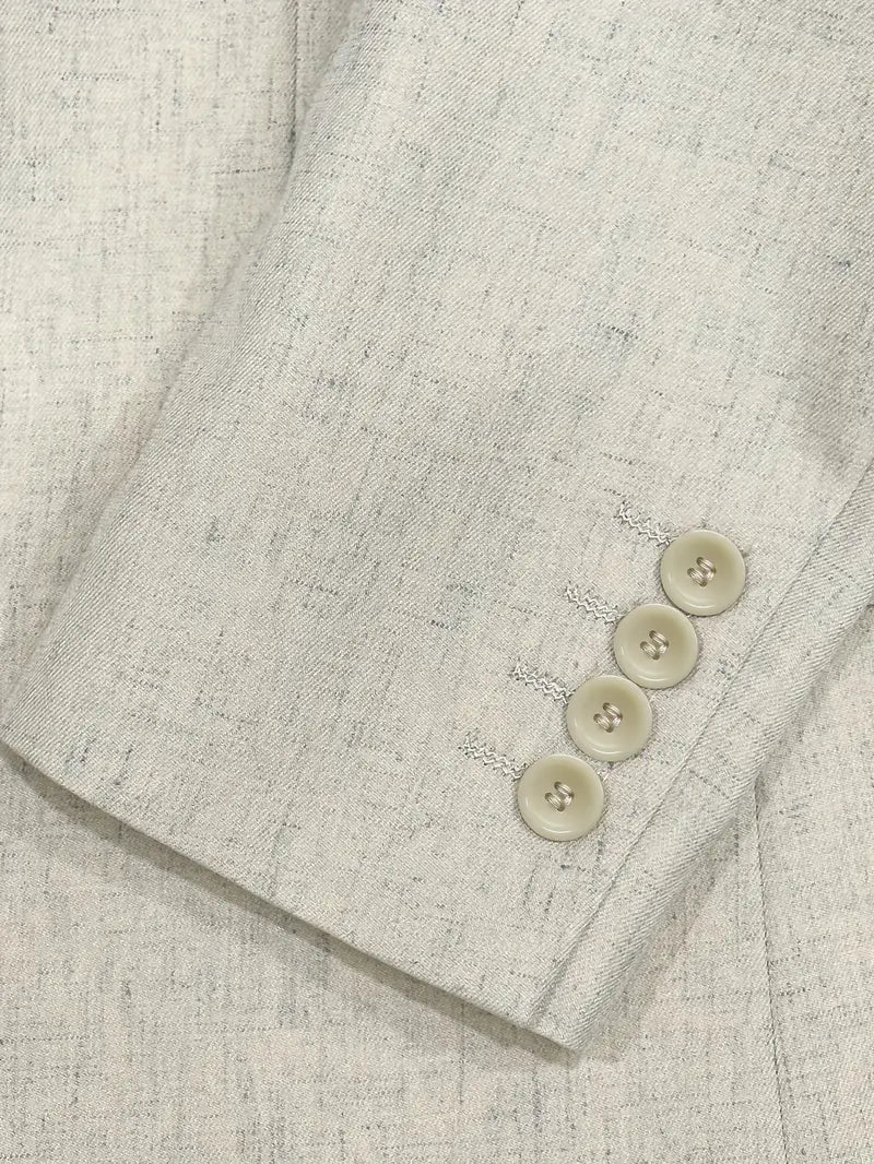 Sharp men's blue slim fit business suit for professional meetings. Two-piece blazer & trousers set.