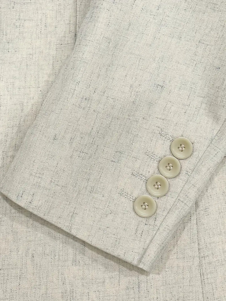 Sharp men's blue slim fit business suit for professional meetings. Two-piece blazer & trousers set.