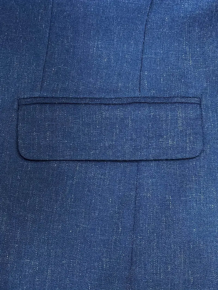 Two-piece men's slim fit suit set, including a stylish blazer & trousers, great for formal occasions.