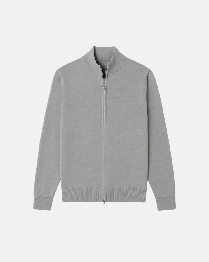 Men's slim fit zip jacket with stand-up collar, perfect for stylish everyday wear.