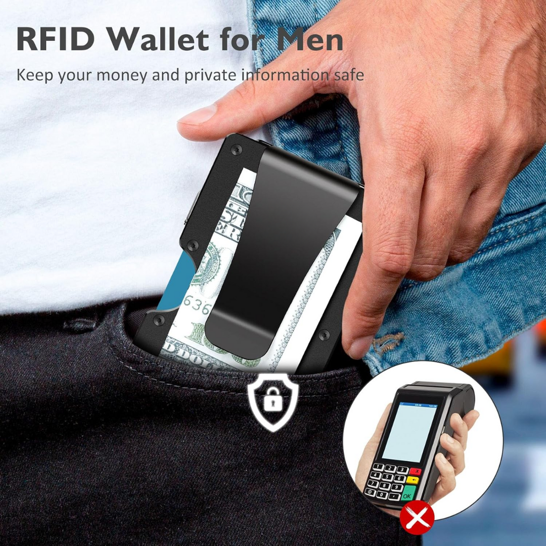 High-tech men's accessory: Carbon fiber slim wallet with RFID blocking and money clip