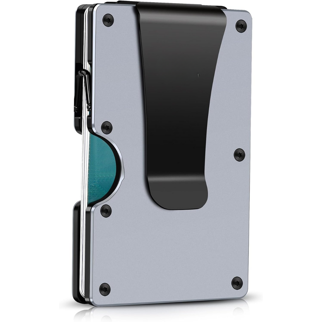 Durable men's slim wallet featuring RFID blocking and a secure carbon fiber money clip