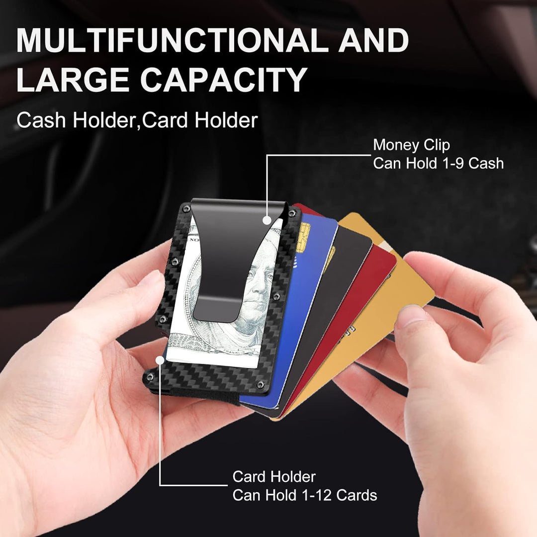Dunne RFID-blocking portemonnee van carbon fiber met geldclip for secure card holding