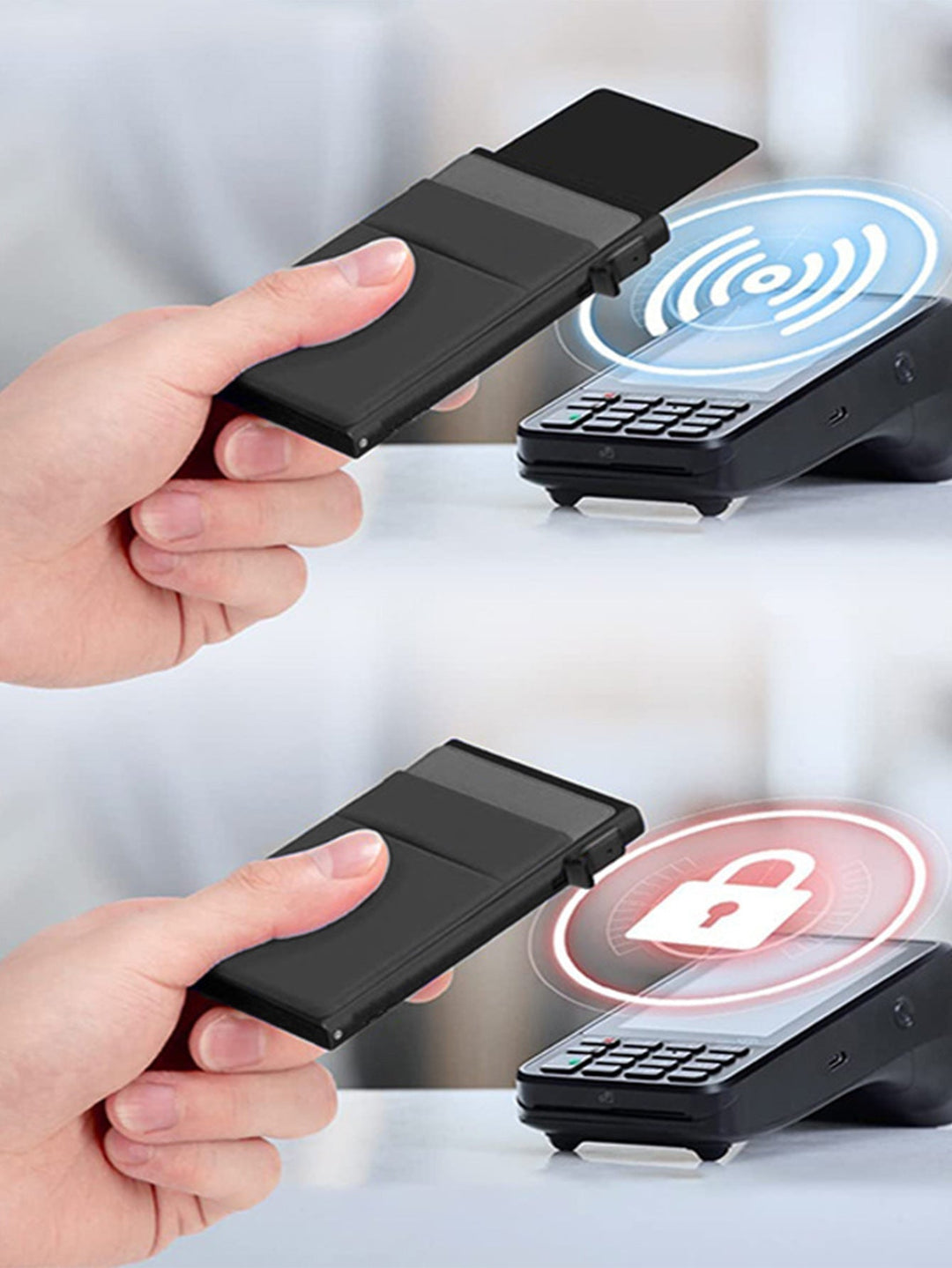 Compact and durable metal RFID wallet, a thin card holder designed for active men