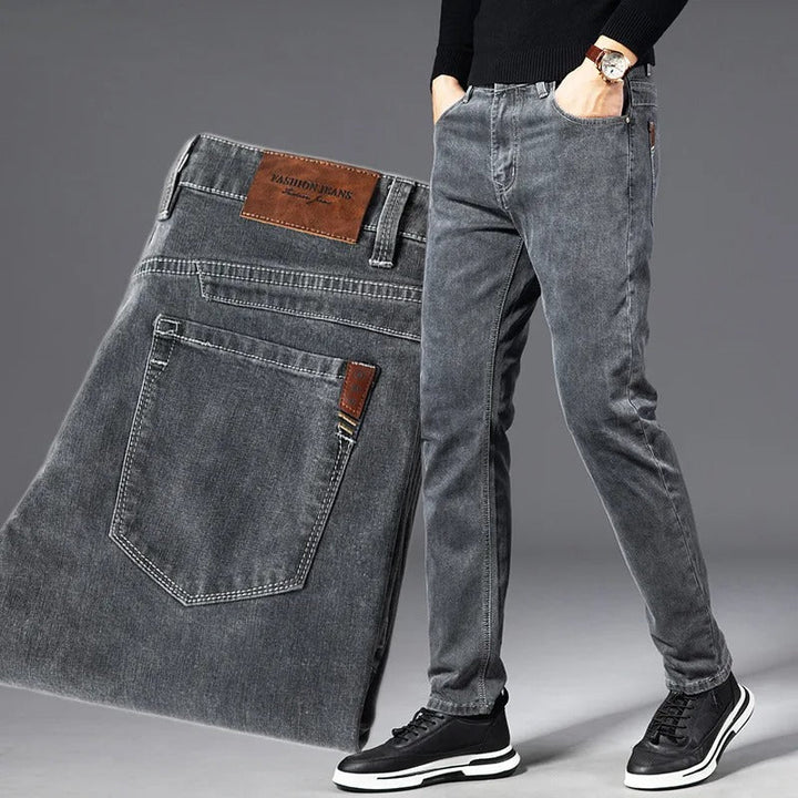 Modern men's fashion: slim tapered stretch jeans, perfect casual pants for versatile everyday style.