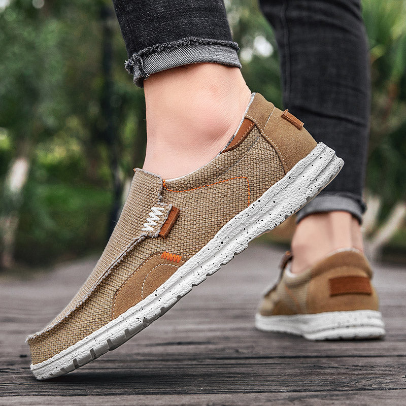 Blue men's slip-on casual loafers, perfect for everyday comfort & summer fashion.