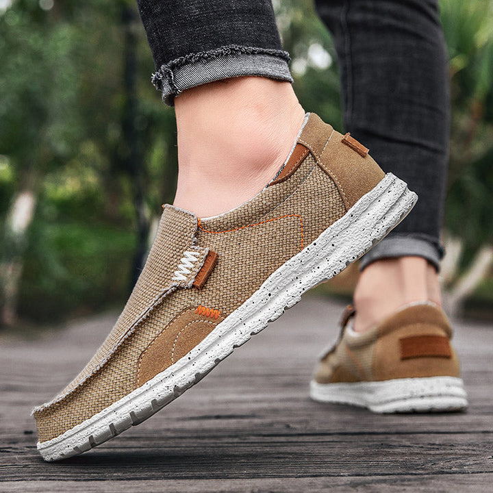 Blue men's slip-on casual loafers, perfect for everyday comfort & summer fashion.