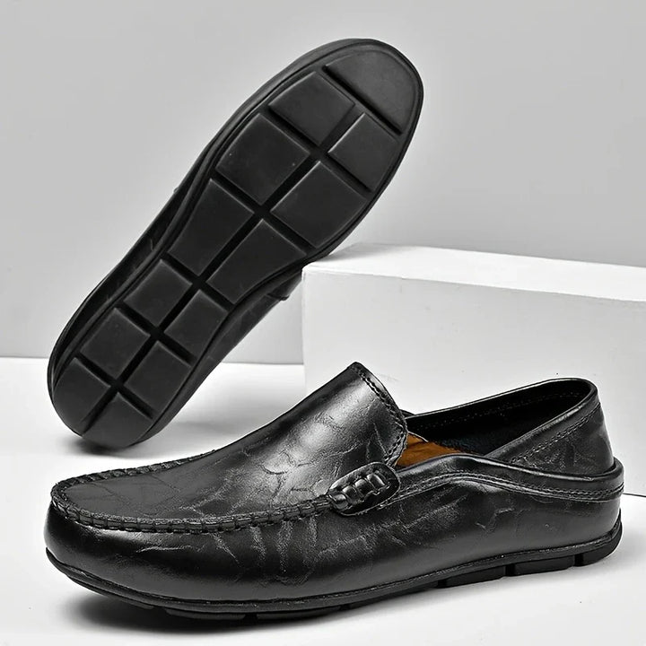 Professional men's slip-on work loafers. Comfortable, stylish office footwear for business casual.