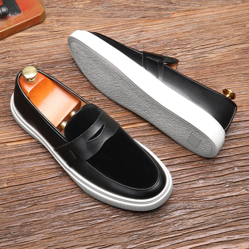 Comfortable red men's loafers, adding a stylish pop to any casual or sophisticated outfit.