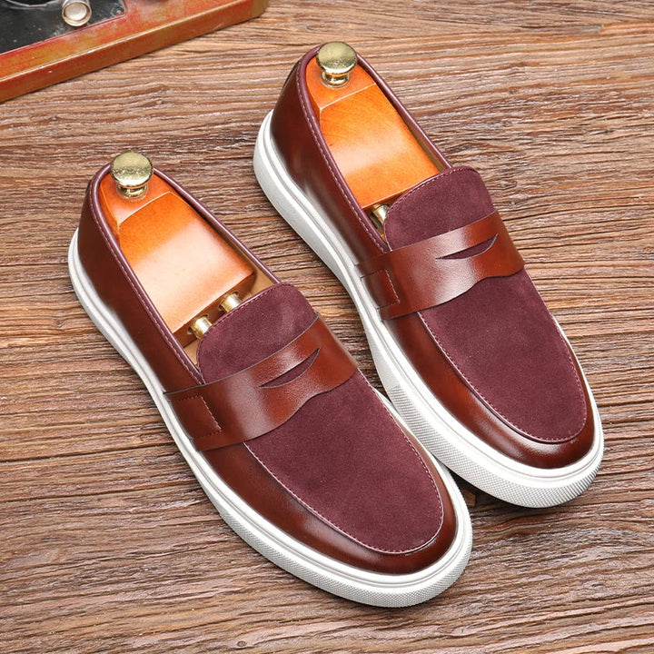 Modern men's slip-on loafers, perfect for a comfortable yet elegant dress casual look.
