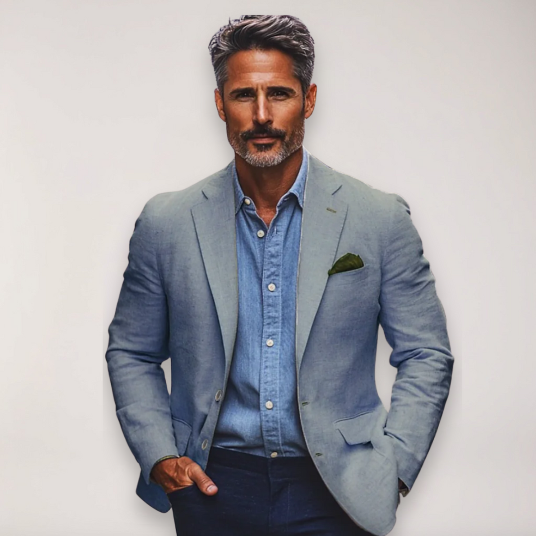 Stylish men's smart casual blazer, a versatile modern jacket for fashion-forward events.