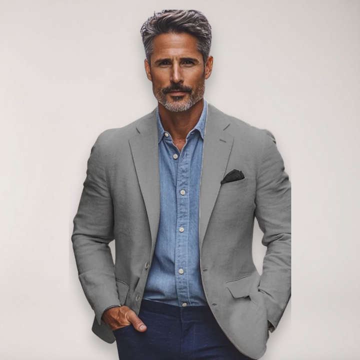 Modern men's versatile smart casual blazer, ideal tailored jacket for office meetings & special events.