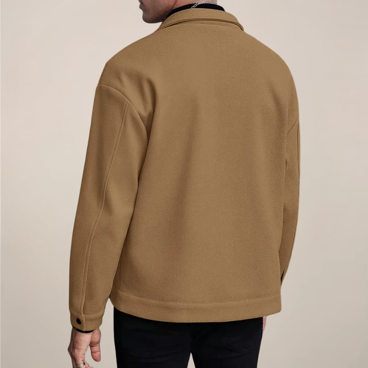Stylish men's button-up jacket, ideal for smart casual fall outfits & everyday layering.