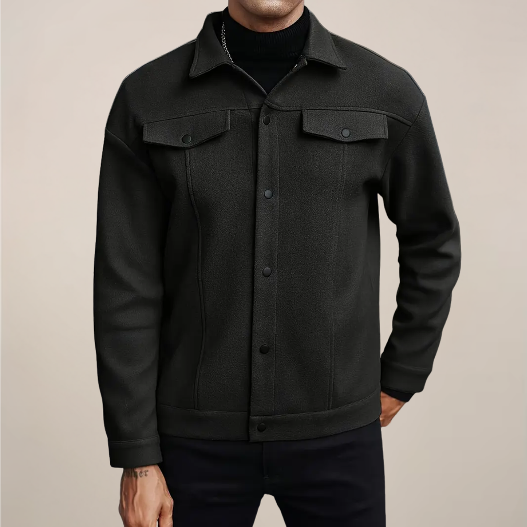 Everyday men's smart casual button-up jacket, a stylish choice for modern fall & winter layering.