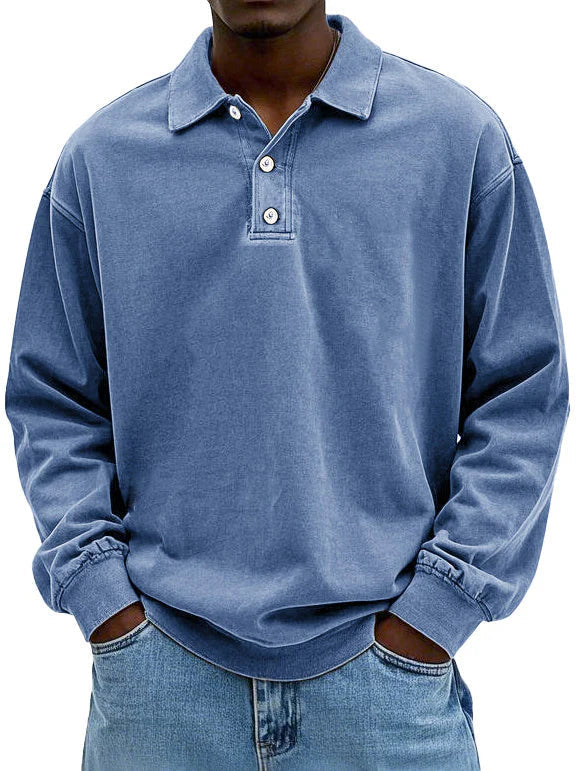 Men's smart-casual long sleeve polo shirt for versatile everyday fashion.