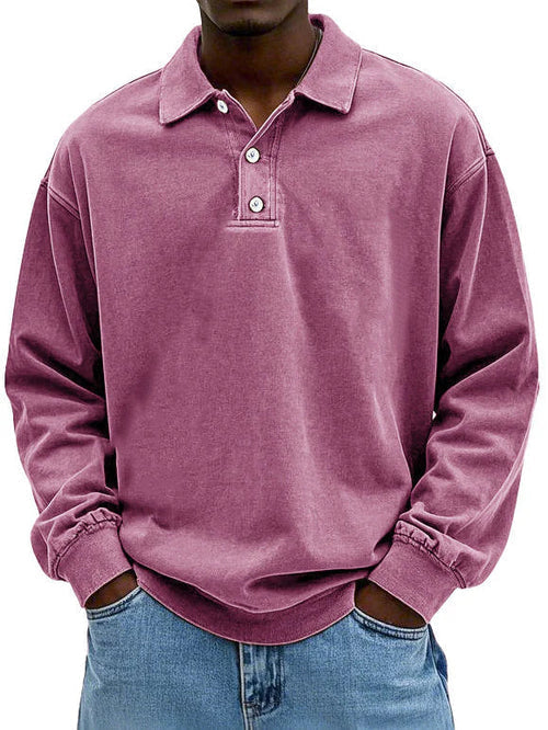 Everyday men's long sleeve collared polo, great for smart casual versatility.