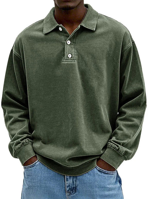 Essential men's long sleeve polo, a versatile smart casual staple for men's wardrobes.