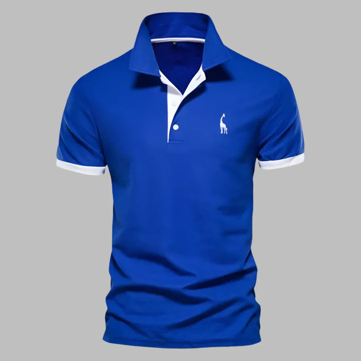 Modern men's fashion polo shirt with a sharp contrast trim, ideal for a refined casual look.