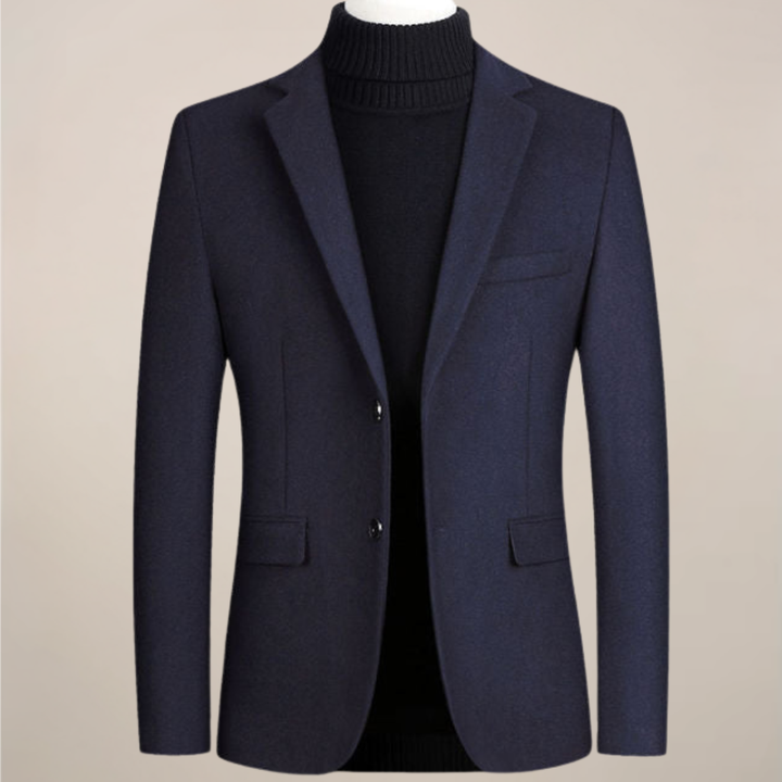 Sophisticated men's smart casual blazer. Versatile two-button jacket for formal wear, office, & everyday elegance.