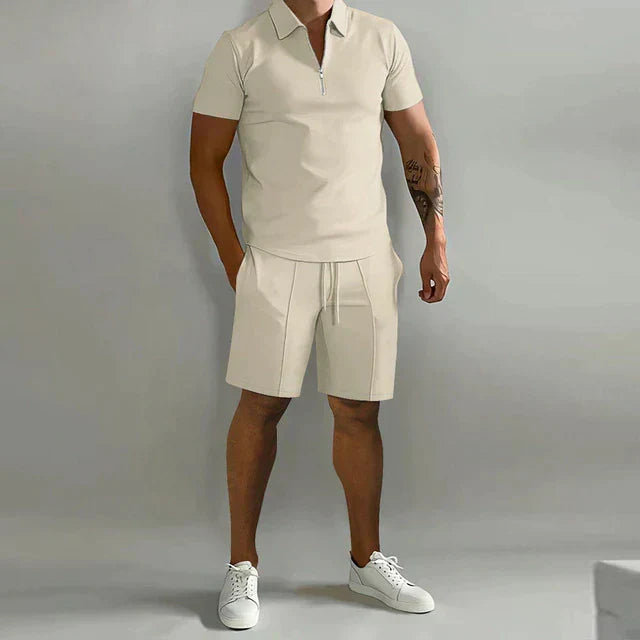 Todd Men's Summer Polo & Shorts Set. Stylish, lightweight men's apparel for a comfortable & smart casual look.